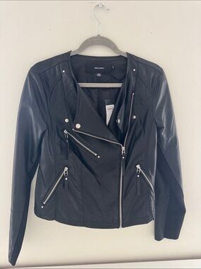 Vero Moda Black Faux Leather Asymmetrical Zip Jacket